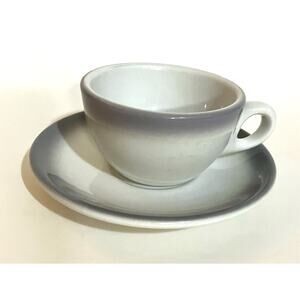 MCM Caribe Cup & Saucer Set Puerto Rico Restaurant Wear Gray Airbrushed